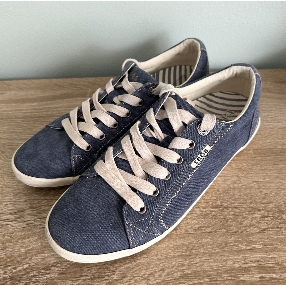 TAOS Star Sz 9 Blue Denim Canvas Casual Lace Up Sneakers Shoes EU 40 GUC
